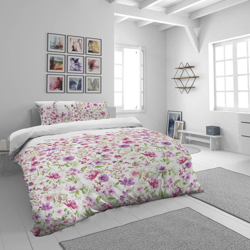 Pamučno-satenska posteljina Svilanit Pink Flowers