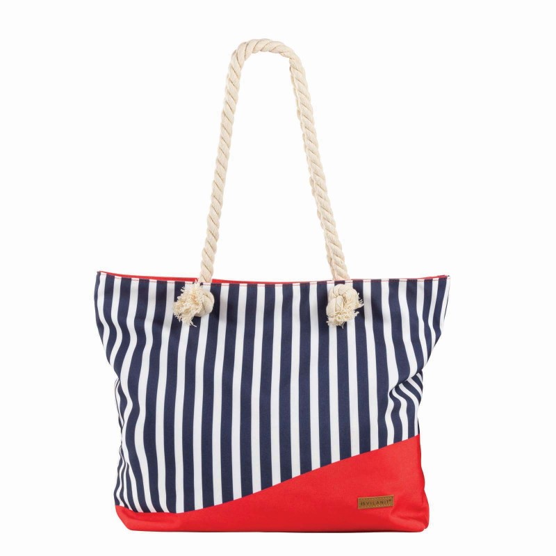 Velika plažna torba Svilanit Stripes, crveno-plava