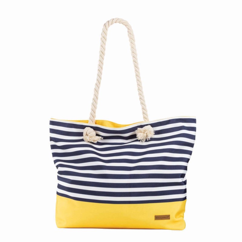 Velika plažna torba Svilanit Stripes, žuto-plava