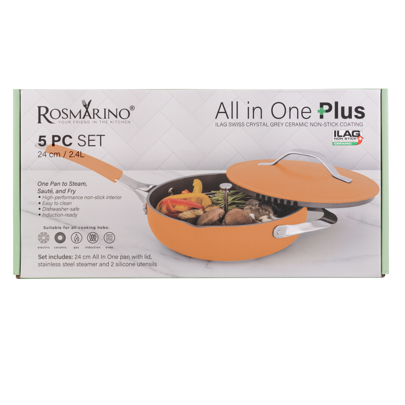 Tiganj za kuvanje na pari, sotiranje i prženje Rosmarino Chef’s Choice All-in-One, 24 cm – terracotta