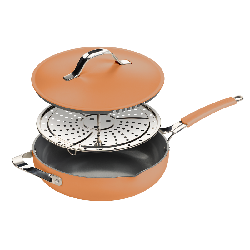 Tiganj za kuvanje na pari, sotiranje i prženje Rosmarino Chef’s Choice All-in-One, 28 cm – terracotta