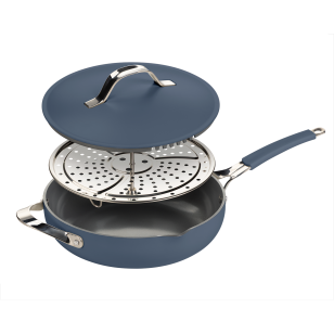 Tiganj za kuvanje na pari, sotiranje i prženje Rosmarino Chef’s Choice All-in-One, 28 cm – plava
