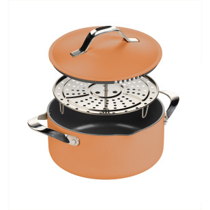 Lonac za kuvanje na pari, dinstanje  i prženje Rosmarino Chef's Choice All-in-One, 24 cm – terracotta