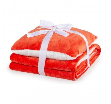 Prekrivač i jastuk Vitapur Beatrice solid - narandžasti