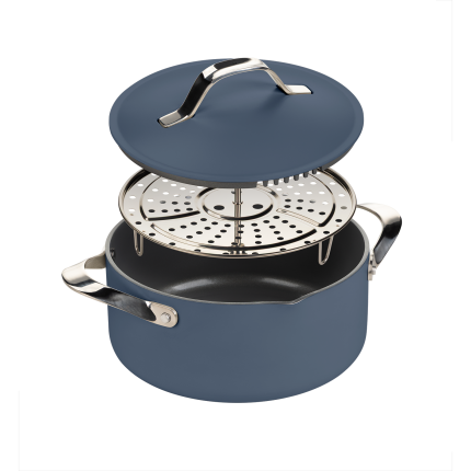 Lonac za kuvanje na pari, dinstanje  i prženje Rosmarino Chef's Choice All-in-One, 24 cm – plava