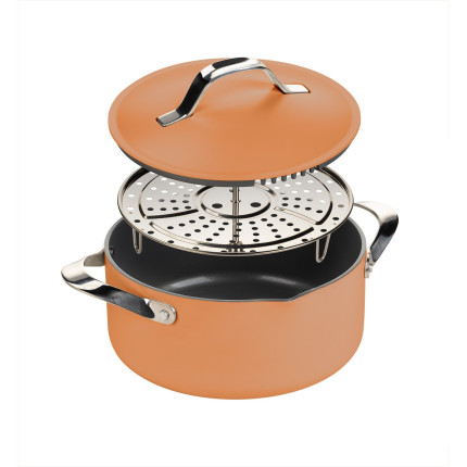 Lonac za kuvanje na pari, dinstanje  i prženje Rosmarino Chef's Choice All-in-One, 24 cm – terracotta