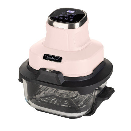 Prenosna staklena friteza na vrući vazduh Rosmarino Airfryer Crispy PRO Series 6-in-1 – 4,5 L + 1,8 L, roze