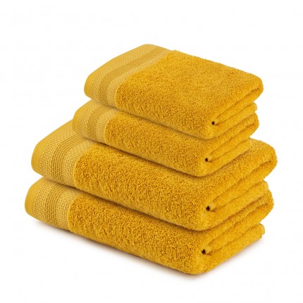 4-delni set peškira Svilanit Glam - žuti, 2 x 50 x 100 + 2 x 70 x 140 cm