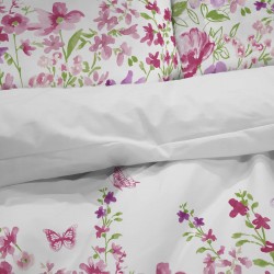 Pamučno-satenska posteljina Svilanit Pink Flowers