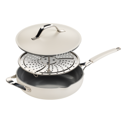 Tiganj za kuvanje na pari, sotiranje i prženje Rosmarino Chef’s Choice All-in-One, 28 cm – bež