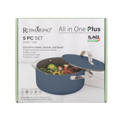 Lonac za kuvanje na pari, dinstanje  i prženje Rosmarino Chef's Choice All-in-One, 24 cm – plava