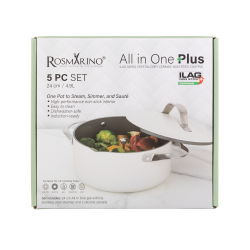 Lonac za kuvanje na pari, dinstanje  i prženje Rosmarino Chef's Choice All-in-One, 24 cm – bež